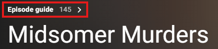 screenshot of the show's title with "episode guide" boxed in red above it