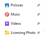 screenshot of the quick access bar with pinned items