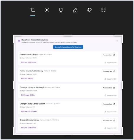 Screenshot showing an image with edit option icons showing above