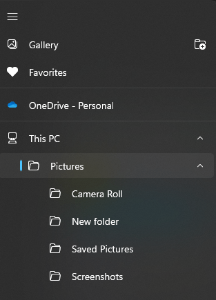 screenshot of the open photos menu, showing locations from which an image file can be opened