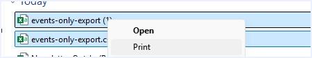 Screenshot showing two files selected with print highlighted in the context menu