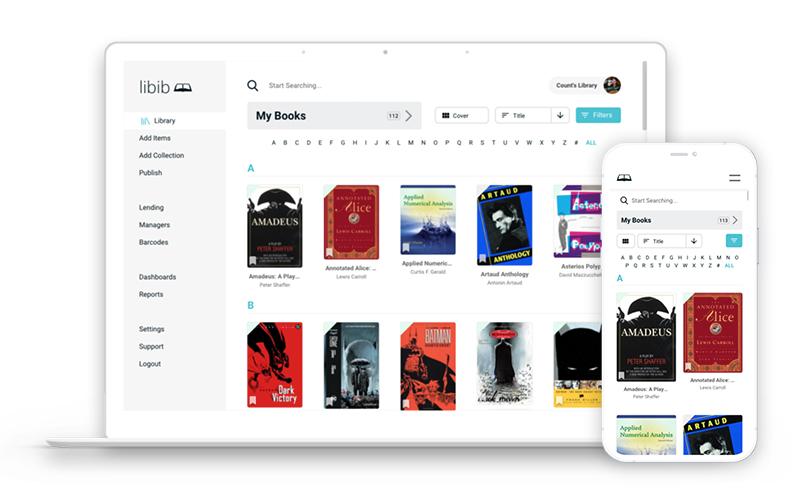laptop and phone both displaying libib